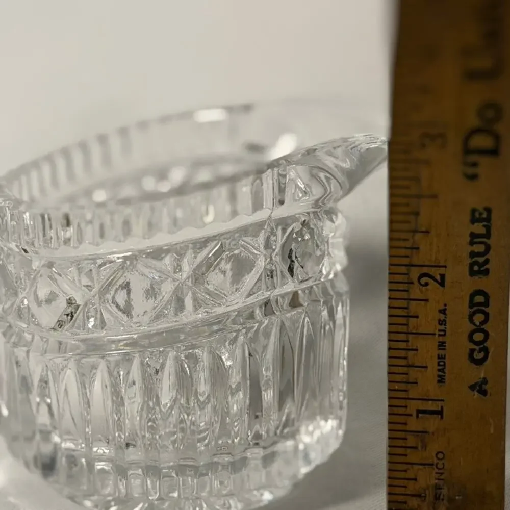 Hollywood Regency Cut Glass Cream & Sugar Set, German Crystal With Footed Tray